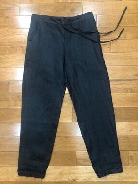 NWT IXIMO 100% Linen Pull On Black Joggers Size M